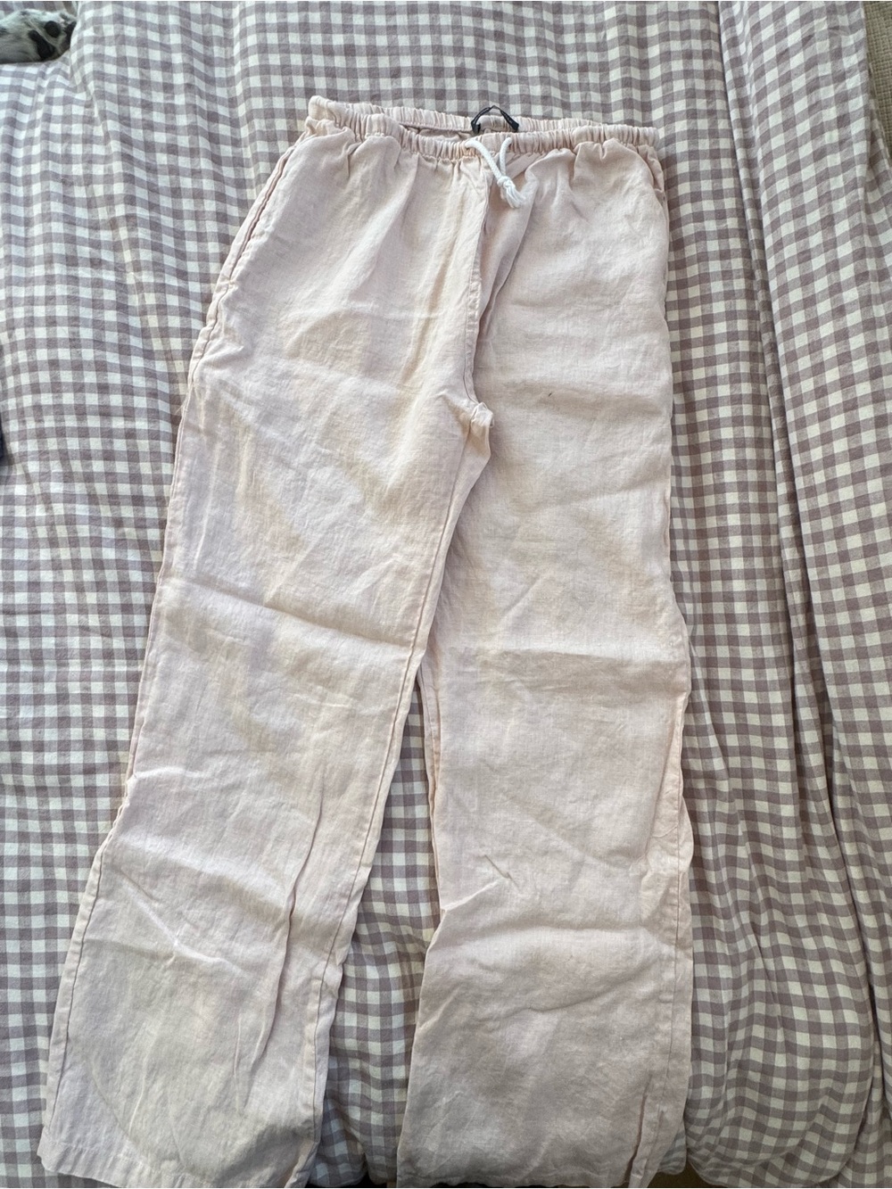 Brandy Melville Light Pink Linen Drawstring Chinos